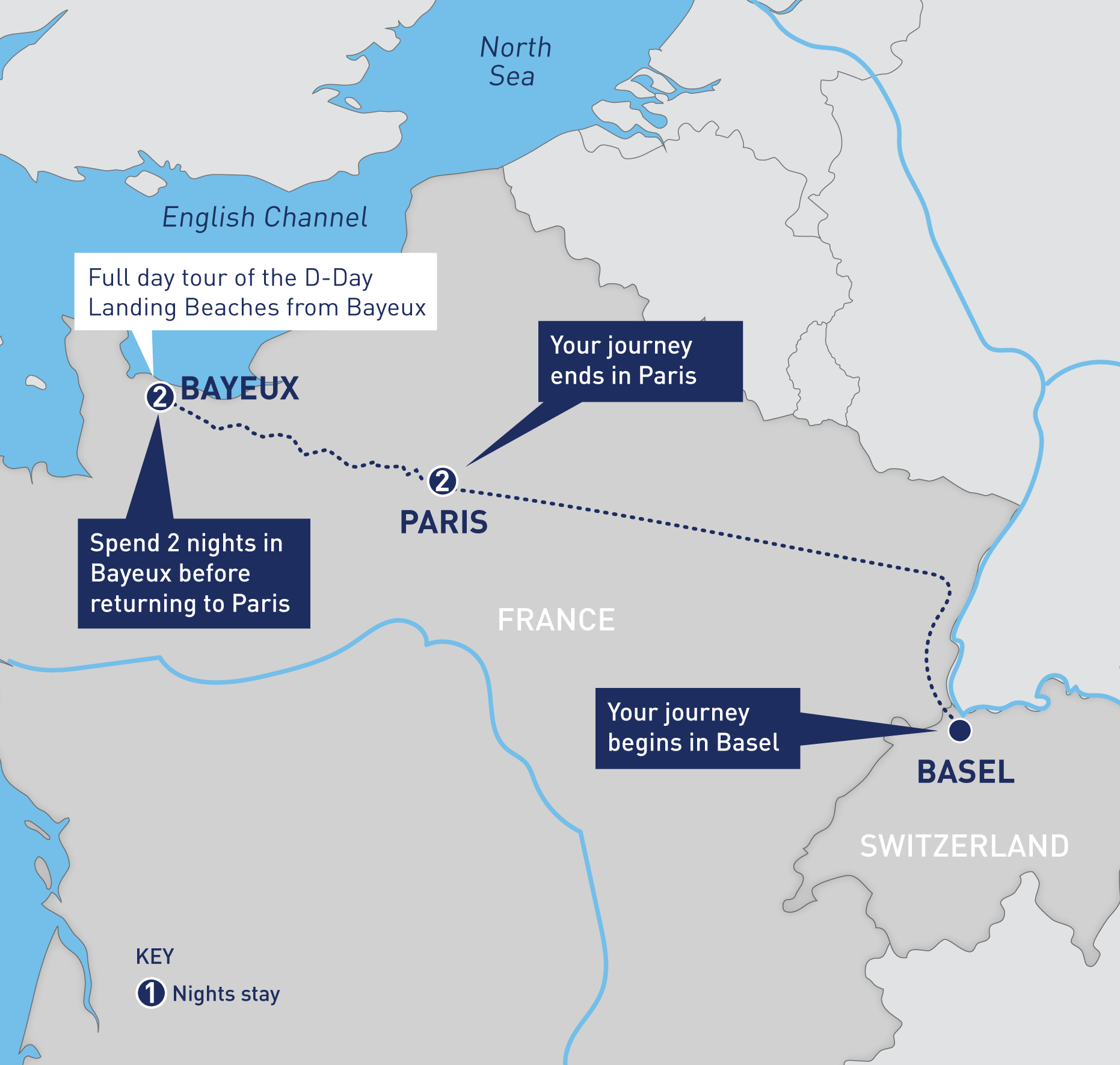 Paris and the Normandy Beaches from Basel Railbookers